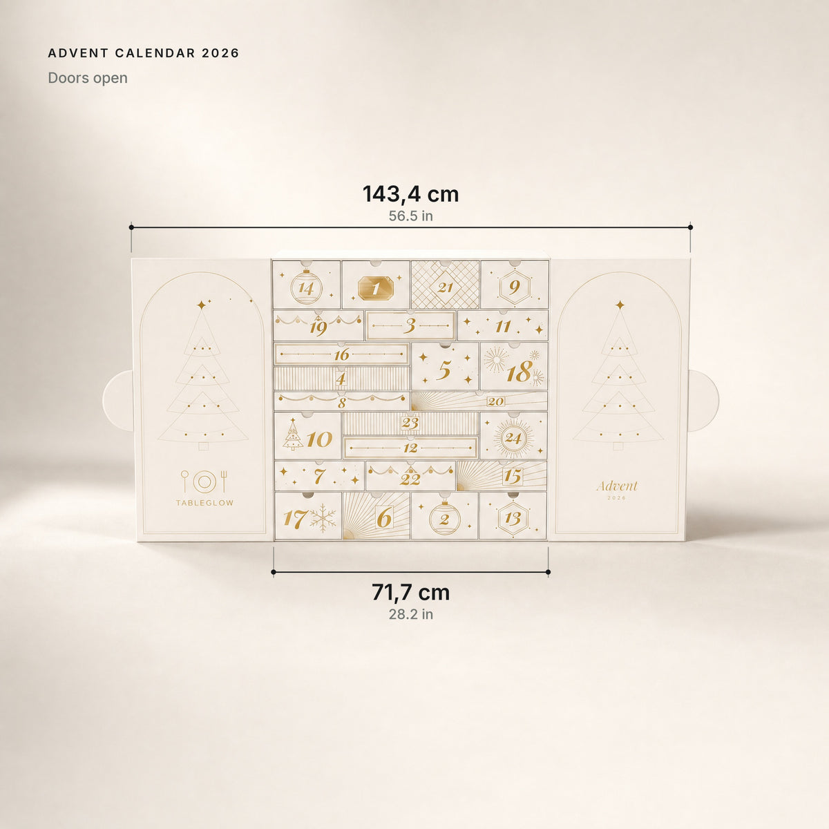 Dimensions white box open: 143.4 cm wide