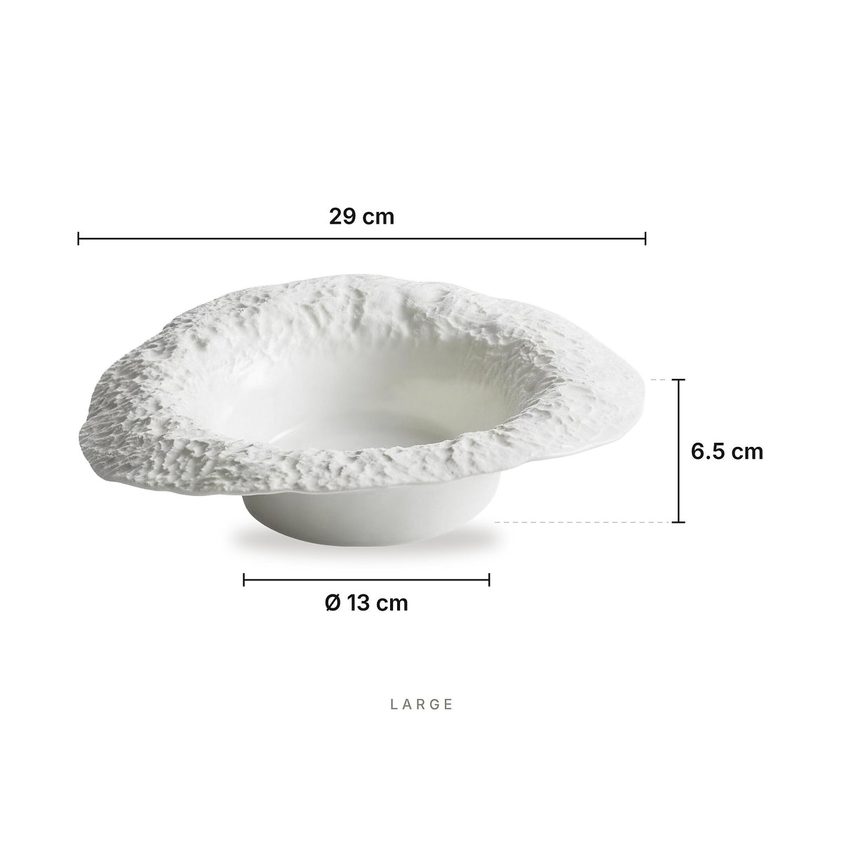 Arctic Texture Plate Large – dimensions: length 29 cm, height 6.5 cm, base diameter 13 cm