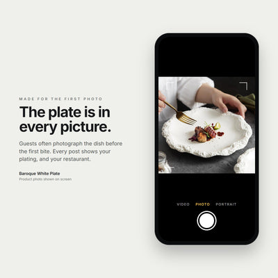 Baroque White Plate on a phone camera screen