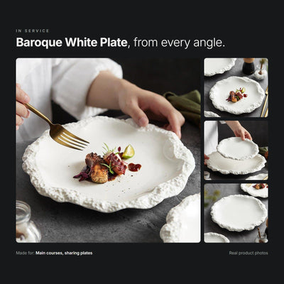 Baroque White Plate in service – real product photos