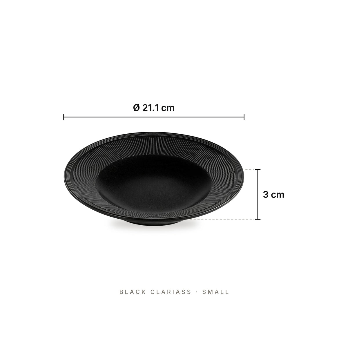 Black Spiral - Plate Black Clariass Small – dimensions: diameter 21.1 cm, height 3 cm