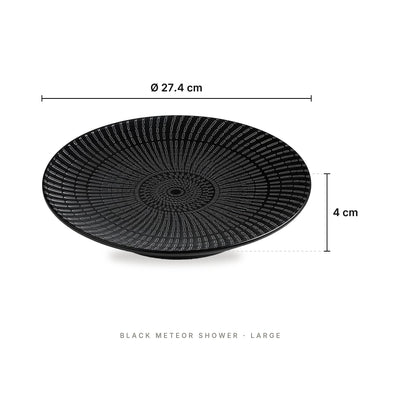 Black Spiral - Plate Black Meteor Shower Large – dimensions: diameter 27.4 cm, height 4 cm