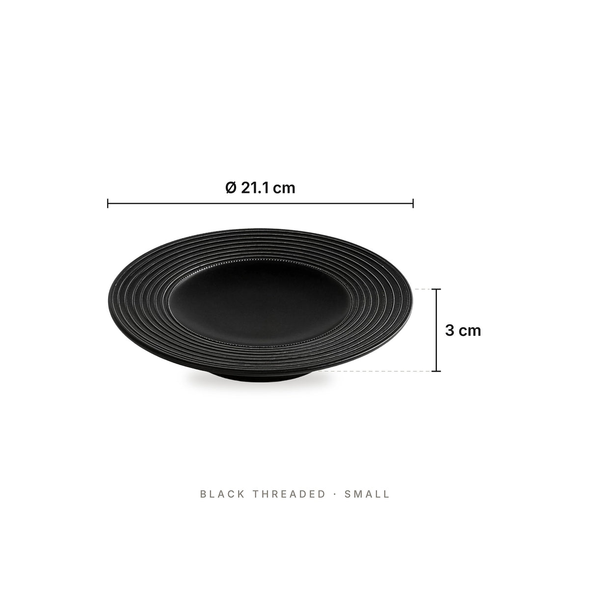 Black Spiral - Plate Black Threaded Small – dimensions: diameter 21.1 cm, height 3 cm