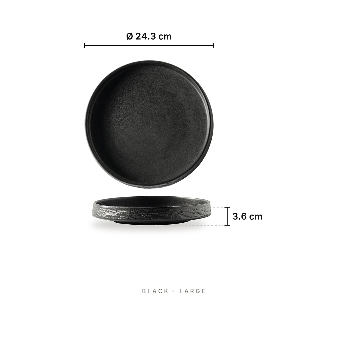Busan - Deep Plate Black Large – dimensions: diameter 24.3 cm, height 3.6 cm