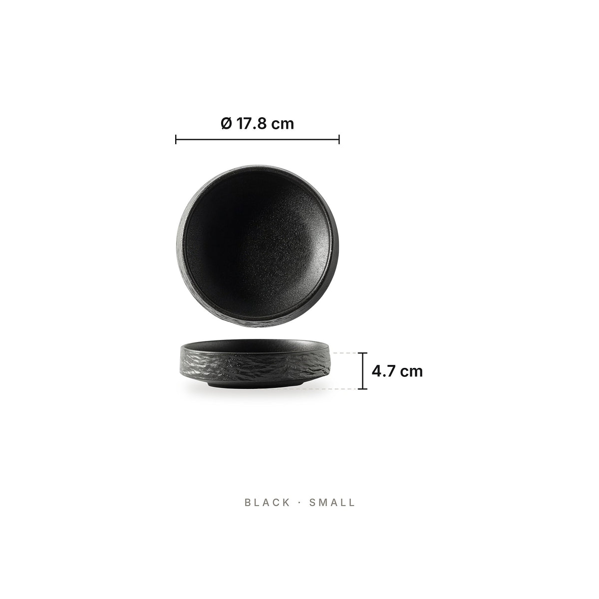 Busan - Deep Plate Black Small – dimensions: diameter 17.8 cm, height 4.7 cm