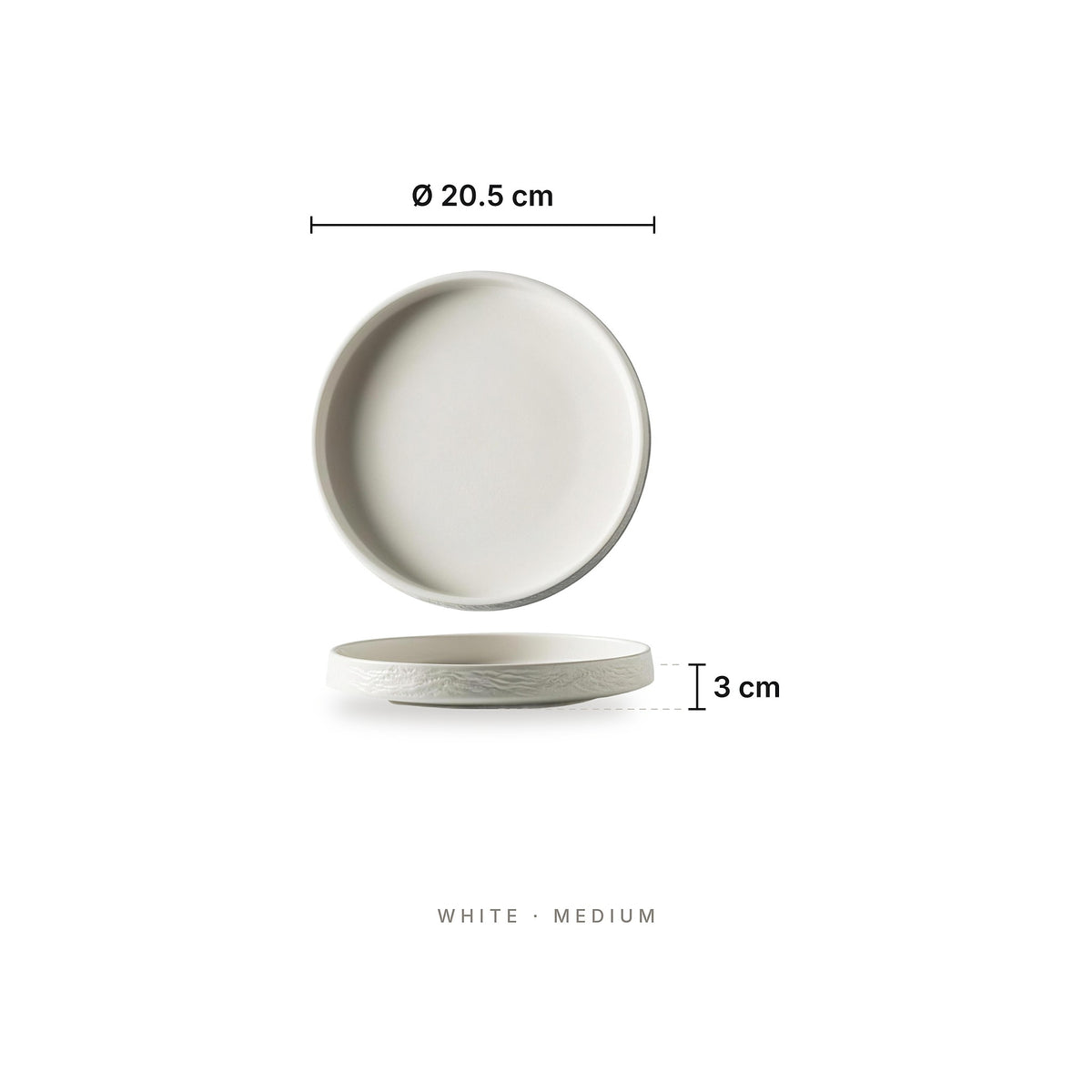 Busan - Deep Plate White Medium – dimensions: diameter 20.5 cm, height 3 cm
