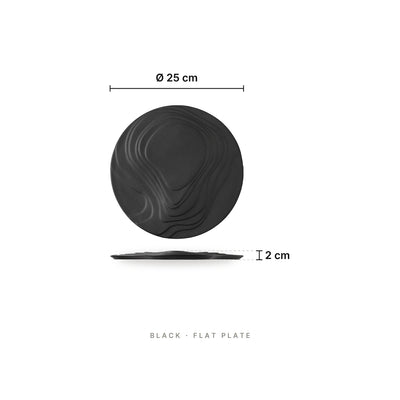 Dessert Plate Black Flat Plate – dimensions: diameter 25 cm, height 2 cm