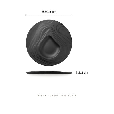 Dessert Plate Black Large Deep Plate – dimensions: diameter 30.5 cm, height 2.2 cm