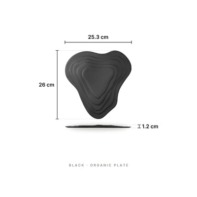 Dessert Plate Black Organic Plate – dimensions: 25.3 × 26 cm, height 1.2 cm