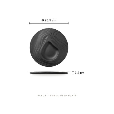 Dessert Plate Black Small Deep Plate – dimensions: diameter 25.5 cm, height 2.2 cm