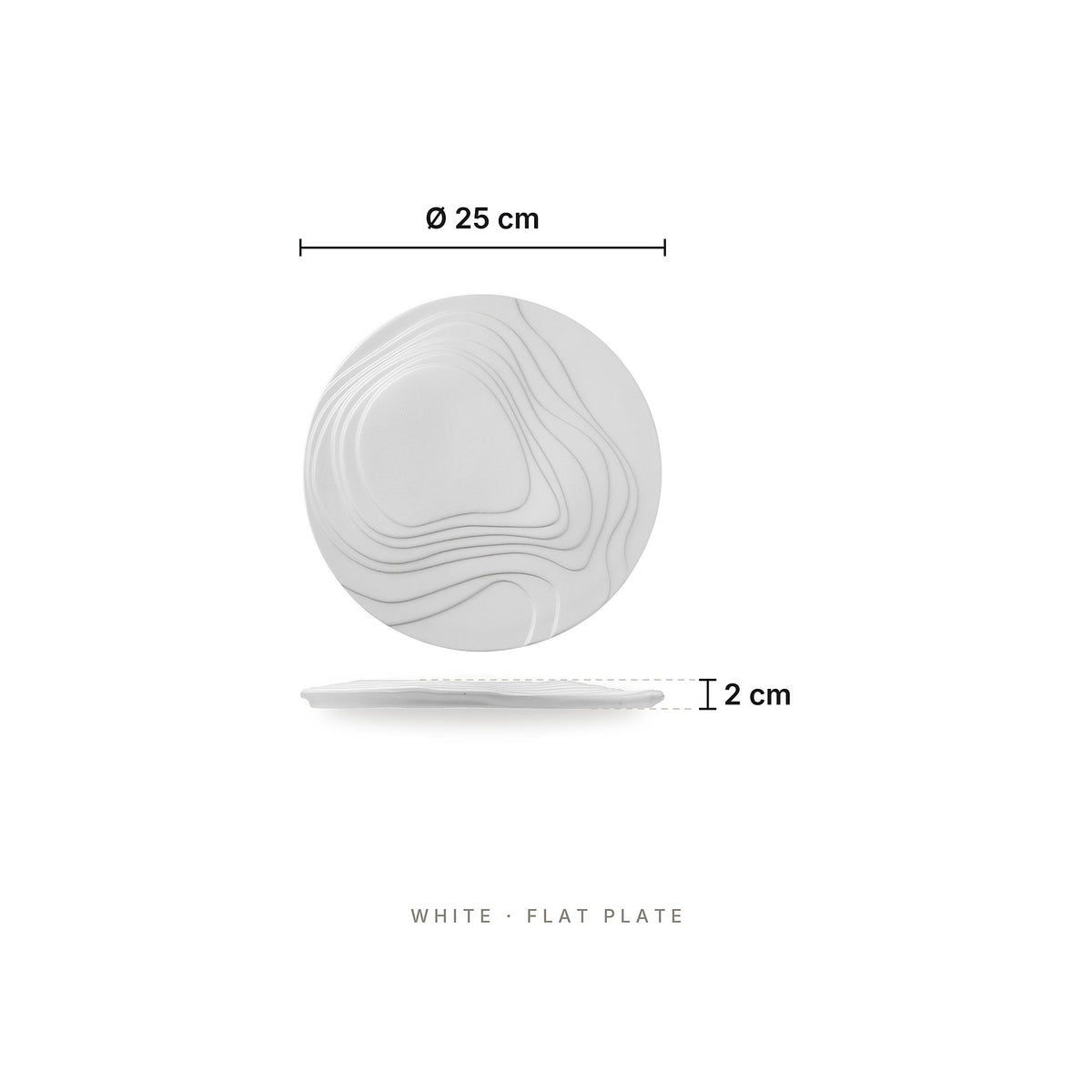 Dessert Plate White Flat Plate – dimensions: diameter 25 cm, height 2 cm