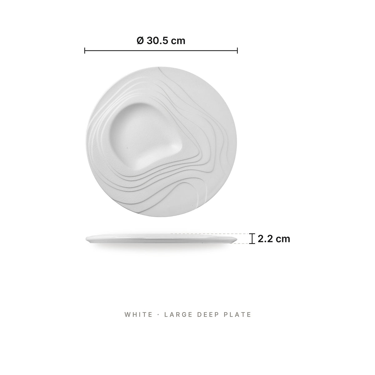 Dessert Plate White Large Deep Plate – dimensions: diameter 30.5 cm, height 2.2 cm