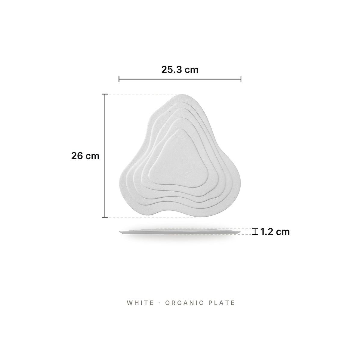 Dessert Plate White Organic Plate – dimensions: 25.3 × 26 cm, height 1.2 cm