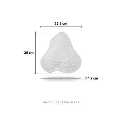 Dessert Plate White Organic Plate – dimensions: 25.3 × 26 cm, height 1.2 cm