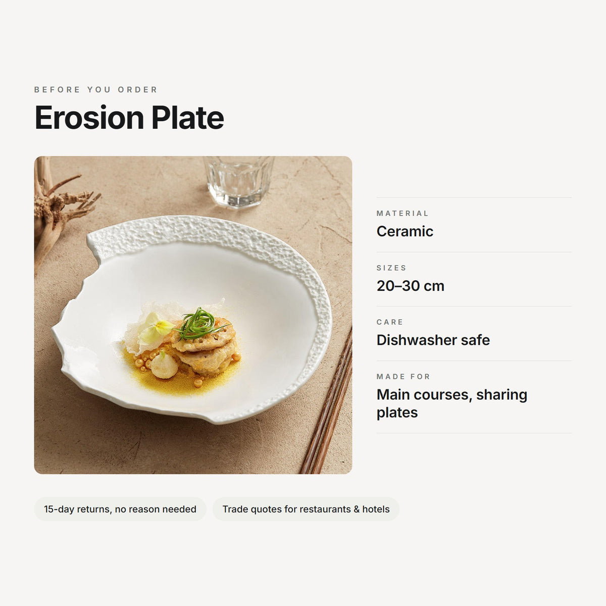 Erosion Plate – material, sizes, care and use at a glance