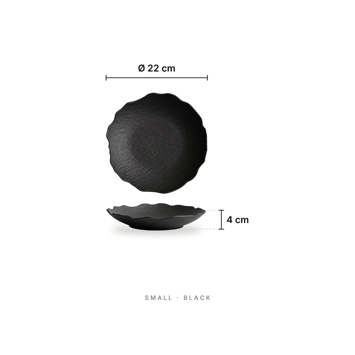 Grain - Plate Small Black – dimensions: diameter 22 cm, height 4 cm