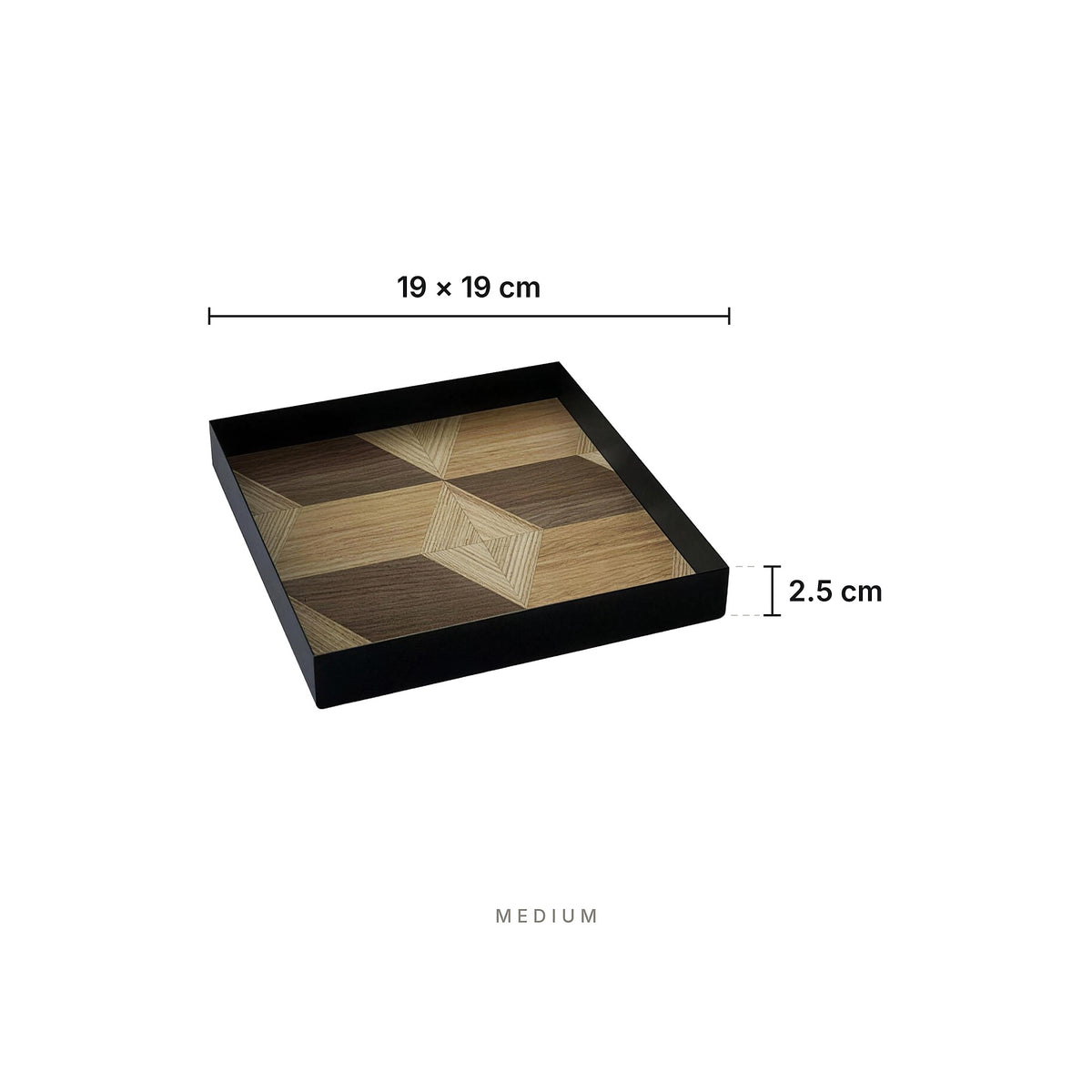 Iron Wood Serving Tray Medium – dimensions: length 19 cm, width 19 cm, height 2.5 cm
