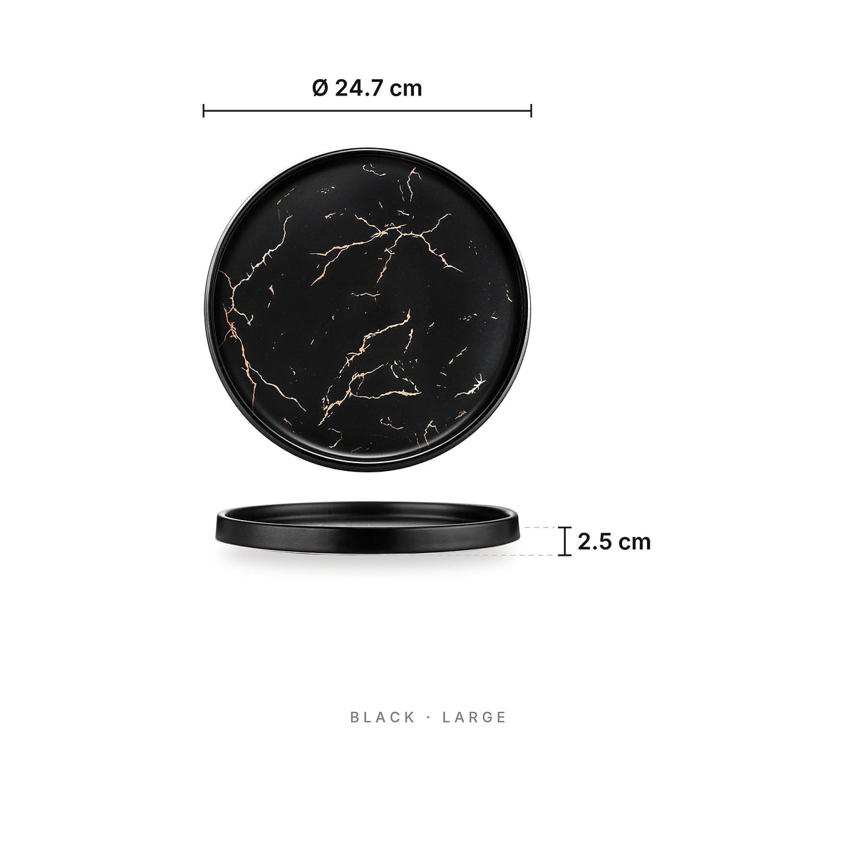Noir Gold Rush - Plate Black Large – dimensions: diameter 24.7 cm, height 2.5 cm