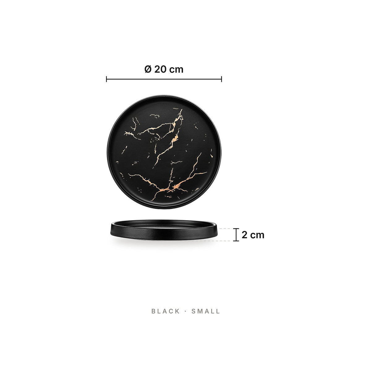 Noir Gold Rush - Plate Black Small – dimensions: diameter 20 cm, height 2 cm