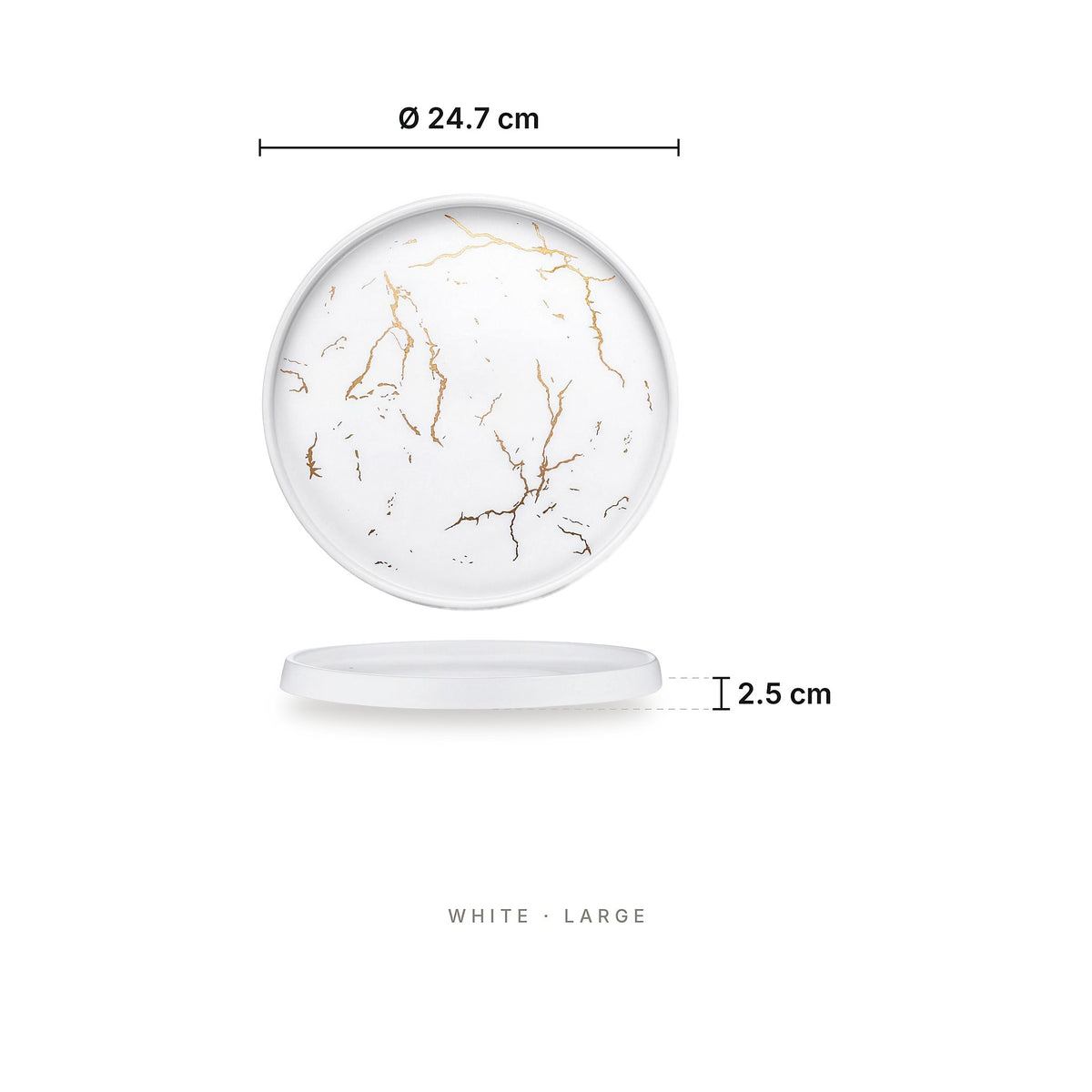 Noir Gold Rush - Plate White Large – dimensions: diameter 24.7 cm, height 2.5 cm