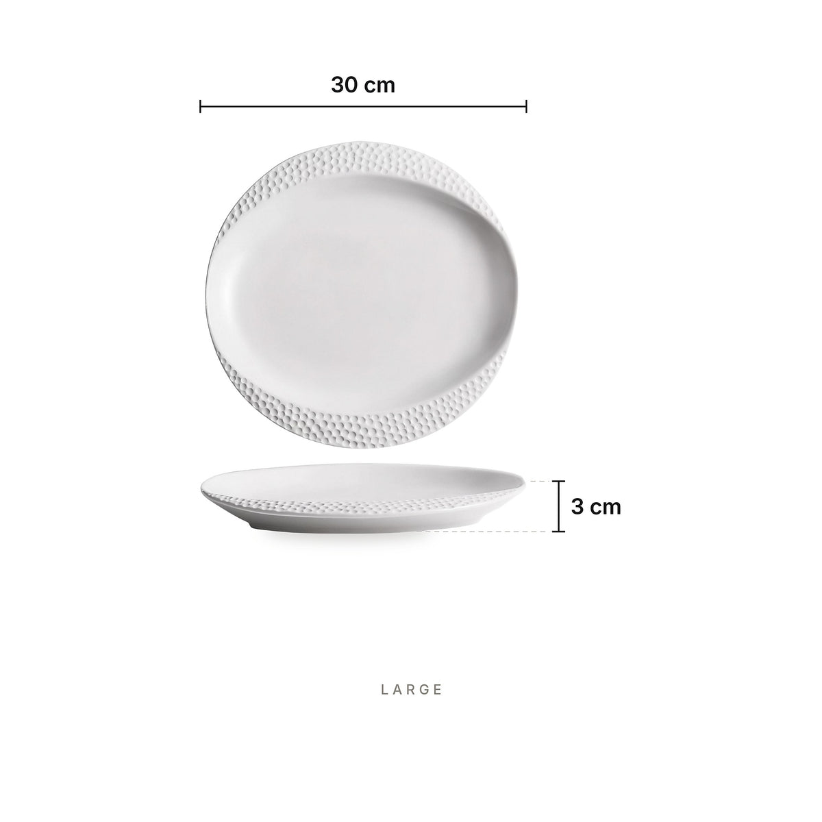 Pluto Texture Plate Large – dimensions: length 30 cm, height 3 cm