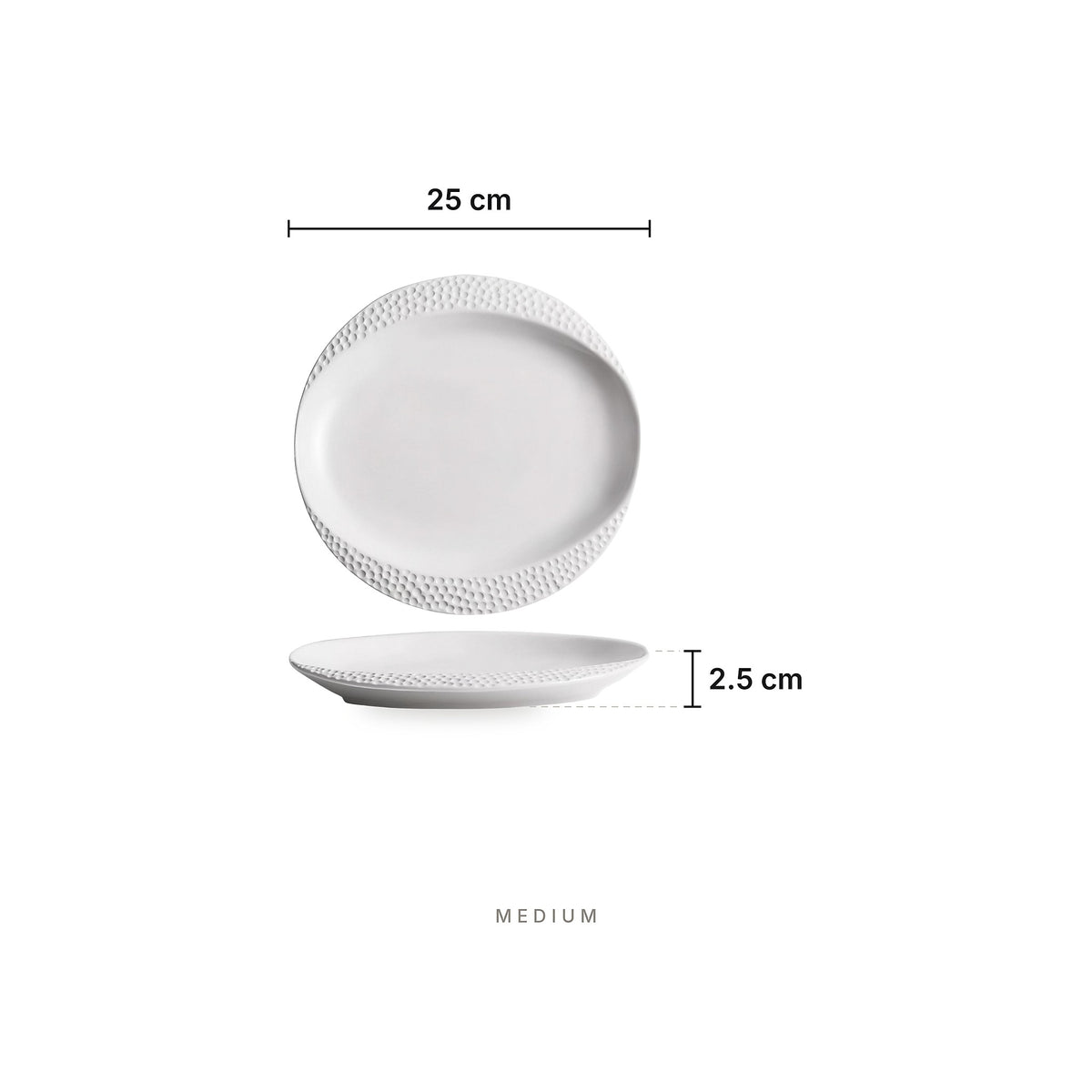 Pluto Texture Plate Medium – dimensions: length 25 cm, height 2.5 cm