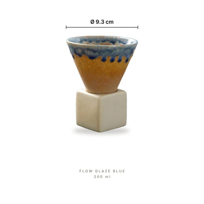 Retro Coffee Cup Flow Glaze Blue – dimensions: diameter 9.3 cm, capacity 200 ml