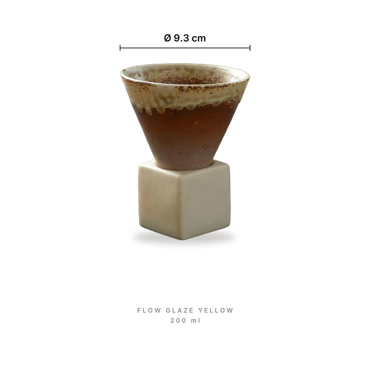 Retro Coffee Cup Flow Glaze Yellow – dimensions: diameter 9.3 cm, capacity 200 ml