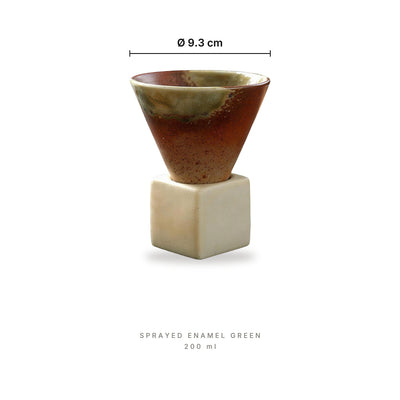 Retro Coffee Cup Sprayed Enamel Green – dimensions: diameter 9.3 cm, capacity 200 ml