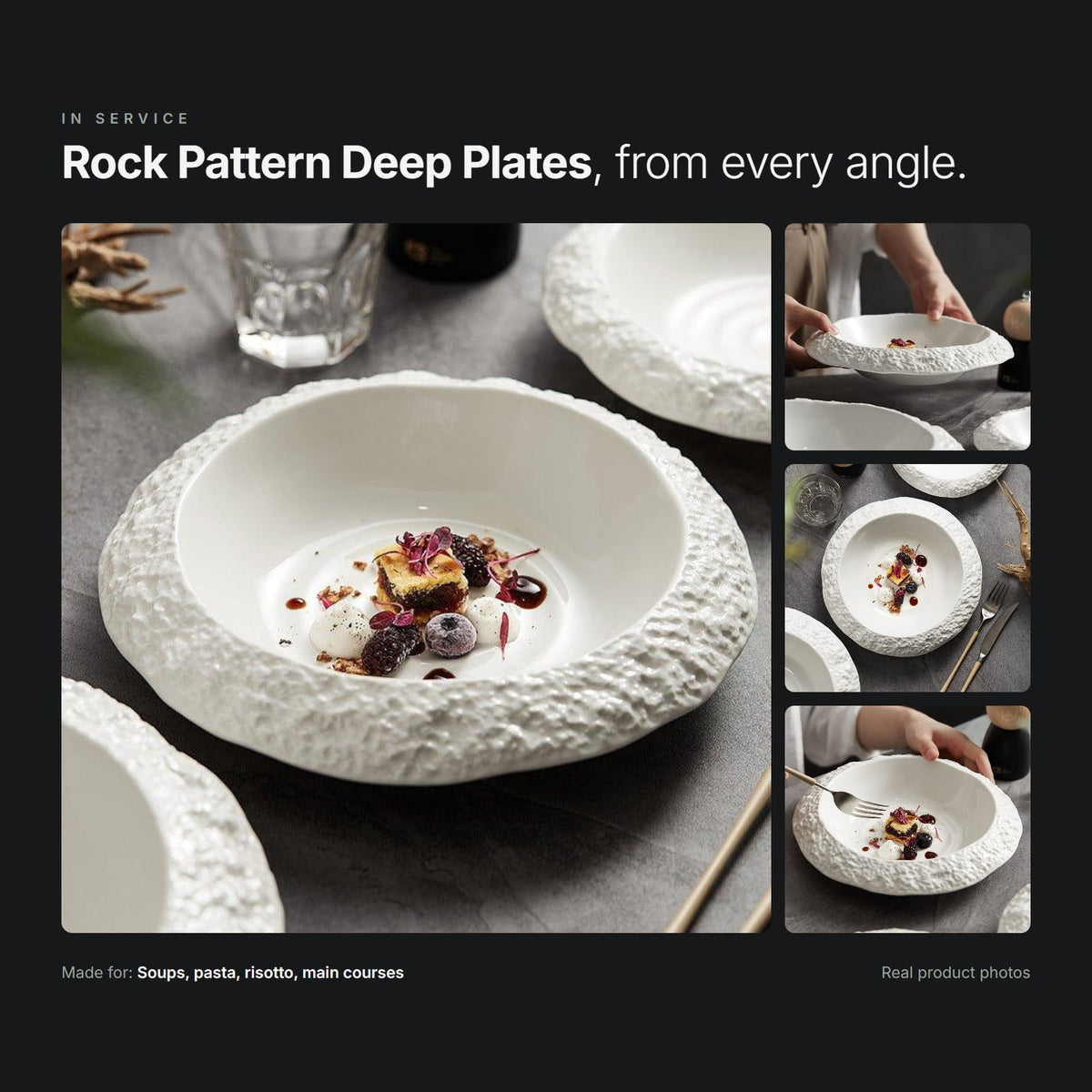 Rock Pattern Deep Plates in service – real product photos