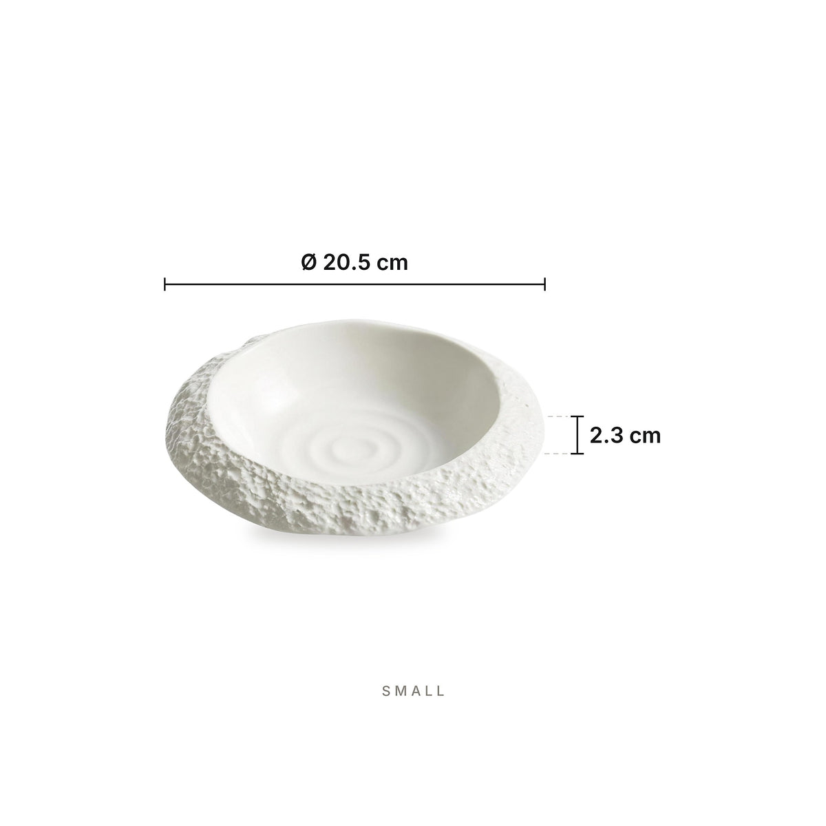 Rock Pattern - Deep Plates Small – dimensions: diameter 20.5 cm, height 2.3 cm, inner diameter 11.5 cm