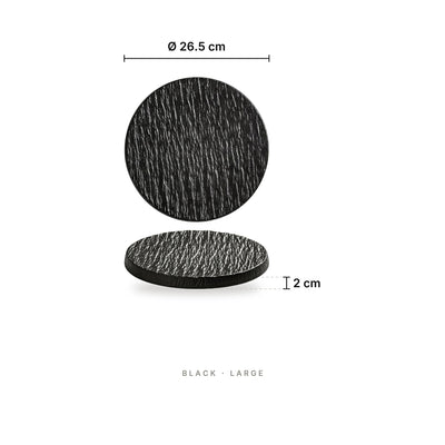 Rock Pattern - Flat Plate Black Large – dimensions: diameter 26.5 cm, height 2 cm