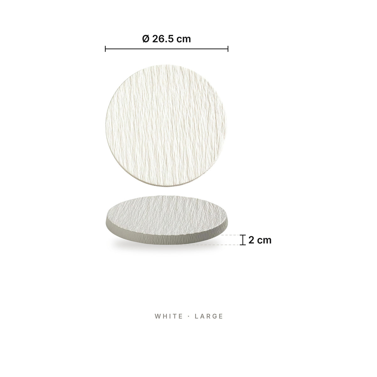 Rock Pattern - Flat Plate White Large – dimensions: diameter 26.5 cm, height 2 cm
