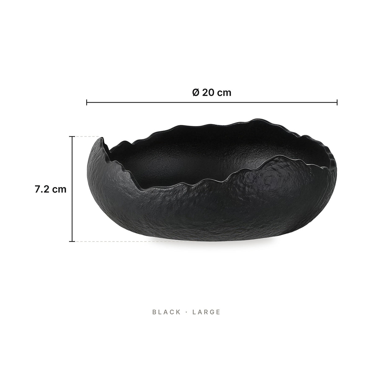 Rock Texture - Bowl Black Large – dimensions: diameter 20 cm, height 7.2 cm