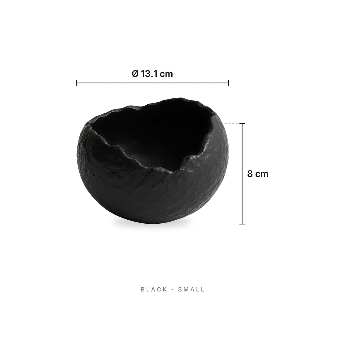 Rock Texture - Bowl Black Small – dimensions: diameter 13.1 cm, height 8 cm