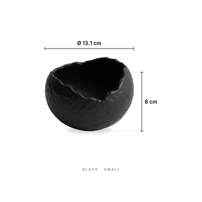 Rock Texture - Bowl Black Small – dimensions: diameter 13.1 cm, height 8 cm
