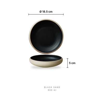 Spectrum - Stoneware Bowls Black Sand – dimensions: diameter 18.5 cm, height 5 cm, capacity 800 ml