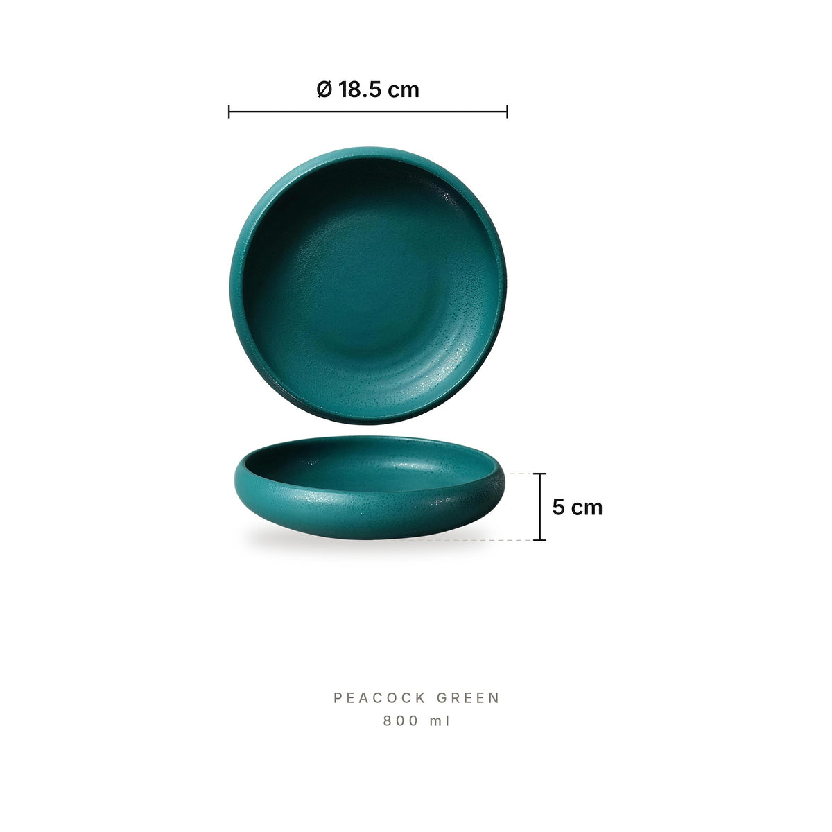 Spectrum - Stoneware Bowls Peacock Green – dimensions: diameter 18.5 cm, height 5 cm, capacity 800 ml
