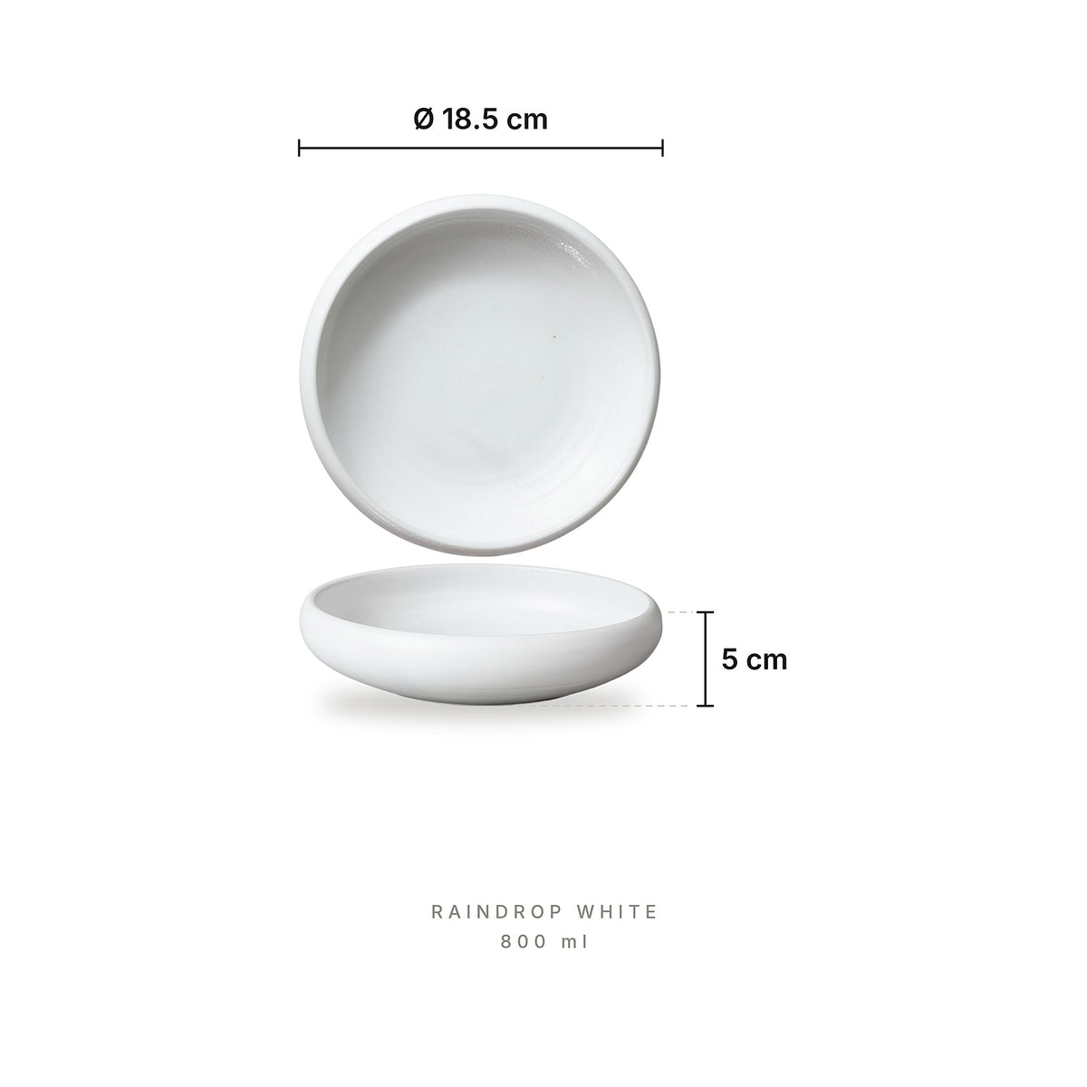 Spectrum - Stoneware Bowls Raindrop White – dimensions: diameter 18.5 cm, height 5 cm, capacity 800 ml
