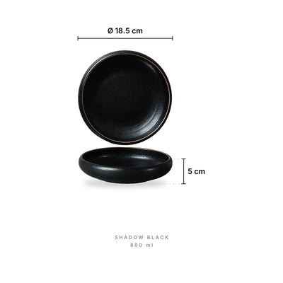 Spectrum - Stoneware Bowls Shadow Black – dimensions: diameter 18.5 cm, height 5 cm, capacity 800 ml