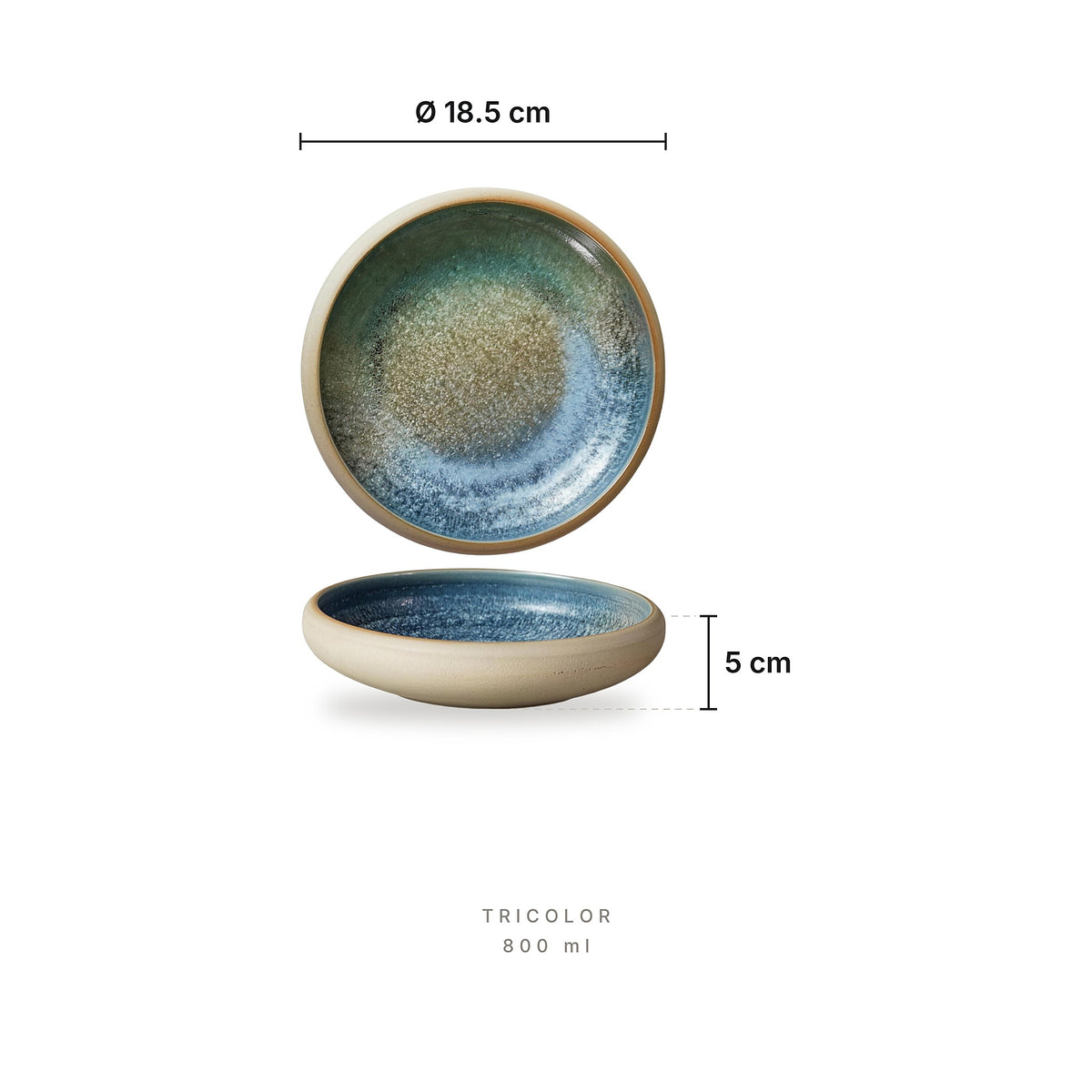Spectrum - Stoneware Bowls Tricolor – dimensions: diameter 18.5 cm, height 5 cm, capacity 800 ml