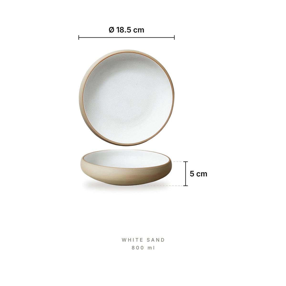 Spectrum - Stoneware Bowls White Sand – dimensions: diameter 18.5 cm, height 5 cm, capacity 800 ml