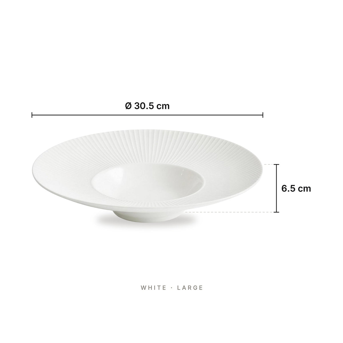 Straw Hat - Plate White Large – dimensions: diameter 30.5 cm, height 6.5 cm