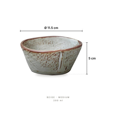 Terra Artisan - Bowls Beige Medium – dimensions: diameter 11.5 cm, height 5 cm, capacity 200 ml