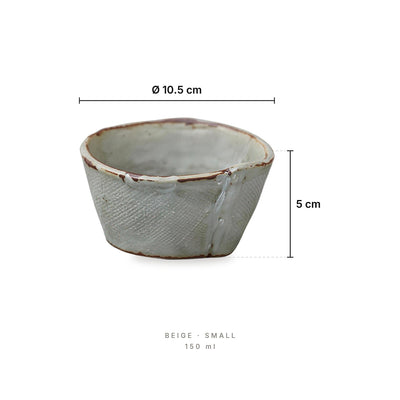 Terra Artisan - Bowls Beige Small – dimensions: diameter 10.5 cm, height 5 cm, capacity 150 ml