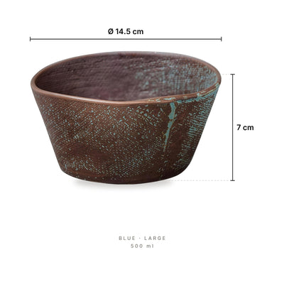 Terra Artisan - Bowls Blue Large – dimensions: diameter 14.5 cm, height 7 cm, capacity 500 ml