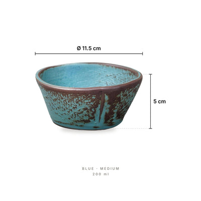 Terra Artisan - Bowls Blue Medium – dimensions: diameter 11.5 cm, height 5 cm, capacity 200 ml