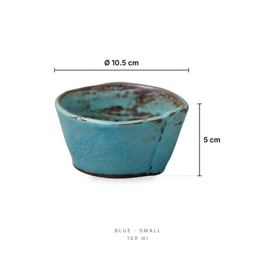Terra Artisan - Bowls Blue Small – dimensions: diameter 10.5 cm, height 5 cm, capacity 150 ml