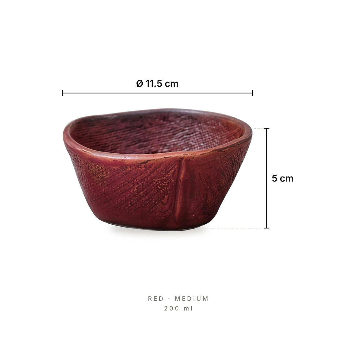 Terra Artisan - Bowls Red Medium – dimensions: diameter 11.5 cm, height 5 cm, capacity 200 ml