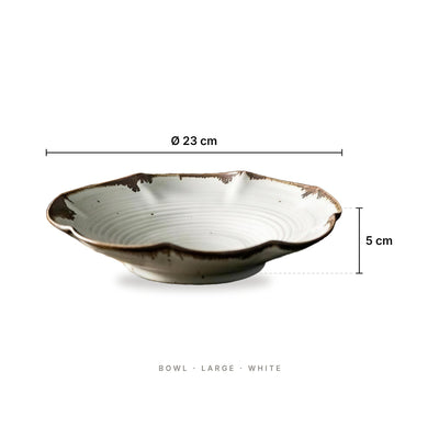 Vintage Ripple - Plate Bowl Large White – dimensions: diameter 23 cm, height 5 cm
